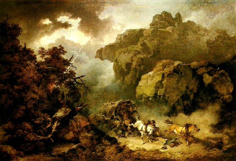Philippe Jacques landscape with carriage in a storm oil painting picture